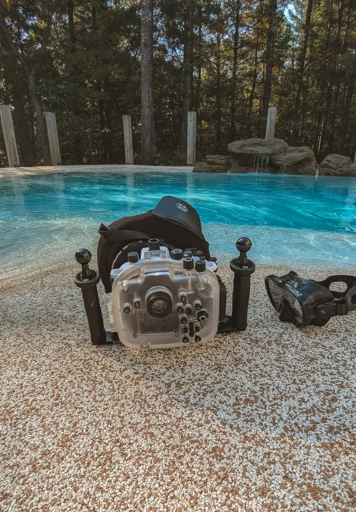 Séance photo en piscine dans les Laurentides